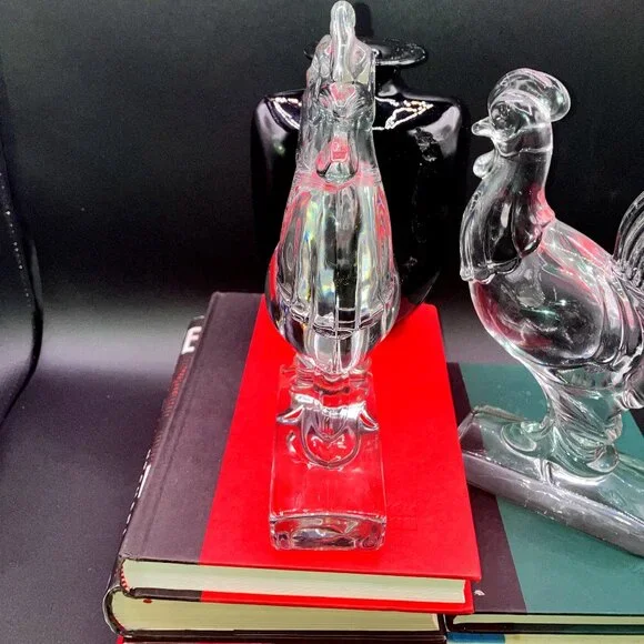 1950's Paden City GlassManganese Glass Rooster (2 Available) Bookend Sculpture